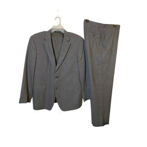 Saks Fifth Avenue Ermenegildo Zegna Wool Suit Gray Check Modern Fit 46R 46x33